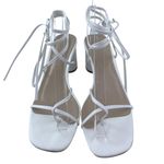 Princess Polly  Women's White Lace Up Square Toe Strappy Block Heels Sandals Sz 9 Photo 1