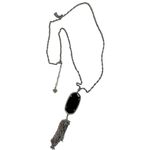 Kendra Scott Rayne Black Tassel Pendant Necklace Silver Tone & matching long sil Photo 1