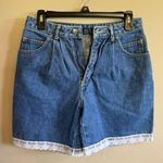 Vintage Blue Denim Shorts Women's Lace Trim High Waisted Mom Shorts Retro Size 26 Photo 0