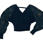 En Crème Black Lace Back Sleeve Sweater Top Whimsigoth Sz S Fairycore NEW Smock Photo 0