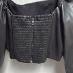 Alice + Olivia Black Faux Leather Balloon Sleeve Top Photo 4