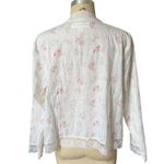 Eileen West White & Pink Floral Cotton Lace Trim Jacket Size XL X Photo 2