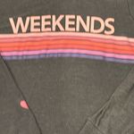 Chaser  Women’s ‘Weekends’ Pink Striped Grey Sweatshirt Photo 1