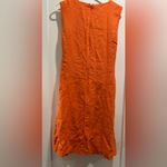 Central Falls Co Orange Midi Dress with Belt 100% Linen Size 10 Photo 2