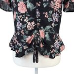 American Eagle  Outfitters Black Floral Short Sleeve Top Size M Photo 11