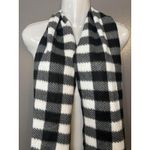 Buffalo Check Plaid Scarf One Size Black White Gray Fringe Soft Warm Photo 1
