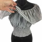 Flying Tomato  blue & Ivory striped ruffle crop too Photo 1