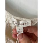 Blu Pepper  Ivory Dress Women's Large Puff Sleeve Open Back Tie Mini Casual Photo 2