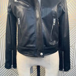 BLANKNYC Faux Leather Full Zip Moto Jacket Black Size XS Photo 3