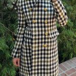 J.Crew  Plaid Oxford Long Wool Coat Gold Buttons Sz 2 / comes with matching skirt sz 4 Photo 0