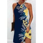Noracora Women’s Floral Blue Dress Yellow Flowers Size Small Photo 1