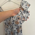 Loft ANN TAYLOR  Outlet Light Blue Navy Floral Ruffle Flounce Long Maxi Dress 2 Photo 4