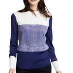 Rag and Bone $295 Marissa Fine-Knit Sleeve Colorblock Sweater Blue Size S Wool Photo 0