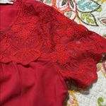 Staccato  women’s size small lace sleeve keyhole button closure coral salmon tone Photo 1