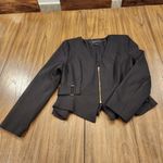 River Island  black belt gold zipper detail moto light Jersey jacket blazer 14 Photo 7