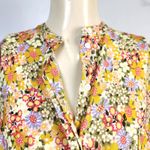 OttodAme Floral Print Shirt Dress Yellow Purple‎ Long Sleeve Button Down S Photo 1