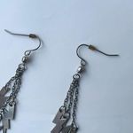 VTG 80s Lightning Bolt Chandelier Earrings Silver Photo 1