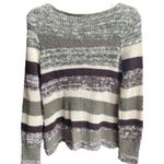 Venus  Open Knit Striped Beach Pullover Sweater Green, Cream, Brown, White XSmall Photo 1