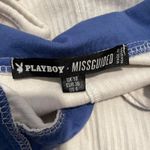 Missguided white and blue with embroidered playboy logo romper Photo 2