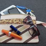 Animal Print Wristlet Makeup Bag Travel Tote Handmade Zippered Pouch NEW Tan Photo 4