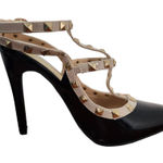 It's OK Black and Tan Strappy Heels Size 8W pointy toe heels wide heels Photo 0