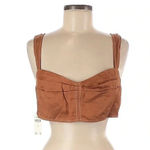 Anthropologie Mango Caramel Seamed Corset Crop Top NWT Size Medium M Photo 3