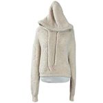 Kittenish Sherpa Crop Hoodie in Cream Pink Star Size Small Neutral Fall Boxy Photo 1