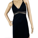 Gilligan & O'Malley Large Small Lace Chemise Lingerie Nightie Mesh Accent Sexy Black Photo 0