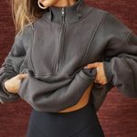 Joah Brown Retro Half Zip Sweatshirt Charcoal Luxe French Terry M/L Photo 0