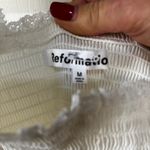 Reformation  Villa Midi Dress White Medium Smocked Stretch Organic Cotton Photo 5