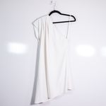 Alice + Olivia Crepe Pleated One Shoulder Structured Draped Mini Dress White 4 Photo 0