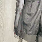 L'ATISTE  shorts romper black with tulle flowing sleeves with pearl style beads M Photo 3