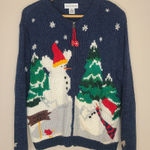 Croft & Barrow Vintage Croft & Barrow 90s/00s Snowman Christmas Granny Cardigan Size S Photo 0