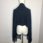 Ann Taylor  Black Rectangle Knit Scarf Fringe 100% Cashmere OS Luxe Soft Cozy Photo 1