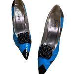 Vintage Huge Black Square Pineapple Textured Shoe Clips Photo 5