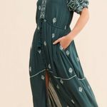 Free People  Riley Embroidered Maxi Dress Dark Green XS Photo 0