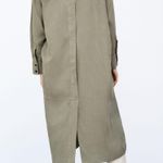 ZARA Green Linen Blend Shirt Dress with Pockets Size M Photo 7