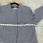 CAbi Dappled Striped Navy Gray Collarless Car Coat Jacket Blazer Academia Size L Photo 14