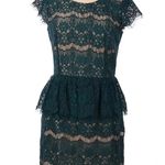 Anthropologie  | Maeve | Elsa Peplum Eyelash Lace Teal Blue Cocktail Dress Size L Photo 1