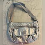 Kipling Syro Crossbody Shoulder Bag Purse silver gray metallic mottled Photo 15