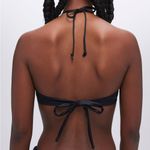 Good American NWT  Size 2 M Lilac Purple Shine Ruched Halter Tie Bikini Swim Top Photo 7