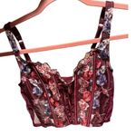Victoria's Secret  dream angels Burgundy floral embroidery corset bra lingerie Photo 2