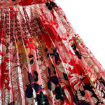 Dalia MacPhee Floral Pleated Printed Midi Dress Satin Sweetheart Size Medium Red Photo 7
