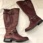 Naturalizer Vintage Burgundy Maroon Red genuine leather knee-high Riding boots gold buckles-Size 7M Measurements in pics #gothic #whimsygoth #biker #grunge #western boho indie Photo 0