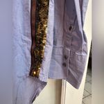 J.Crew Periwinkle Blue Button-Up Shirt with Gold Sequin Stripe Accents Size 6 S Photo 4