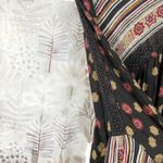 Free People  Boho Peasant Mini‎ Dress Black Floral Stripe Lace-Up V-Neck Size M Photo 7