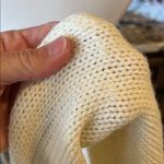 Bongo Crochet Acrylic Cream Winter Scarf with Green Accent Womens Girls Photo 6