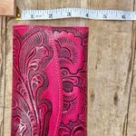 NEW Pink Leather Hand Tooled Embossed Made in Mexico Wallet Clutch Fold Open Photo 5