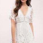 Tobi Cream V-Neck Flutter Sleeve Mini Dress Photo 0