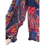 LASCANA Paisley Print Smocked Mock Neck Long Sleeve Blouse Women 12 Blue Photo 2
